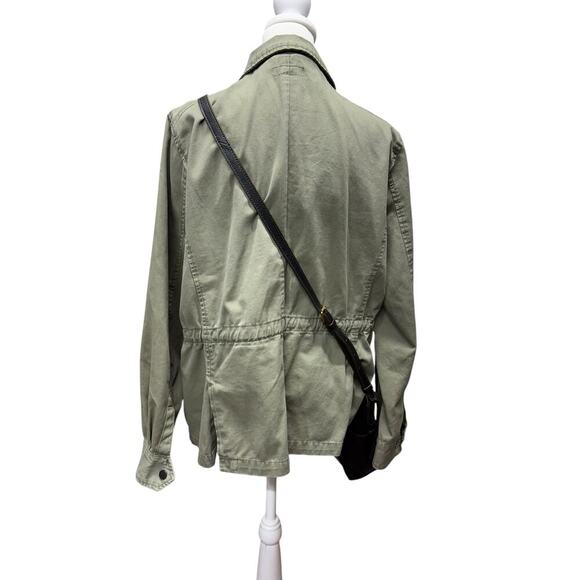 a.n.a. Olive Green Utility Jacket Drawstring Waist Snap Zip Closure Size L - Picture 4 of 11